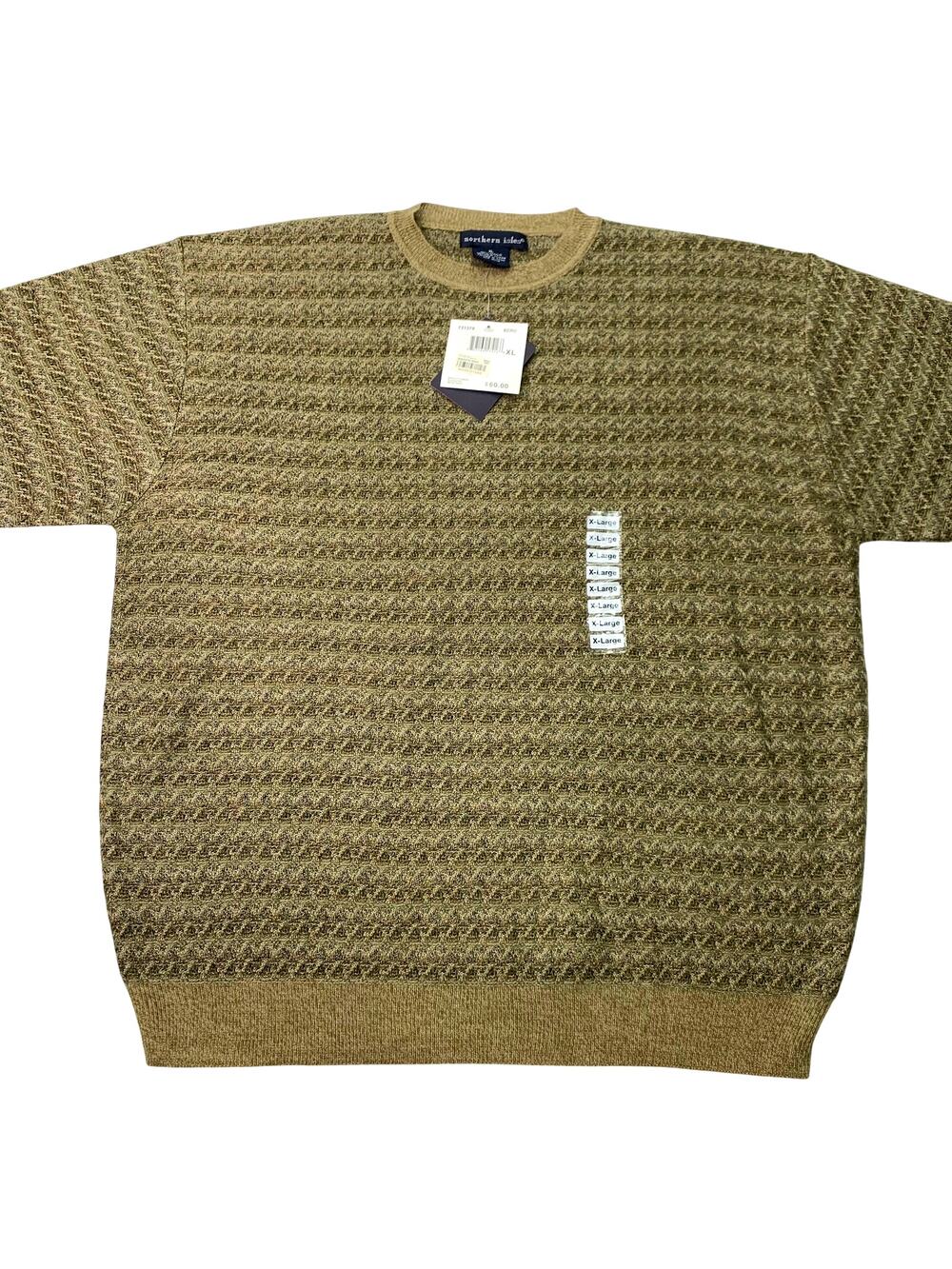 NWT Northern Isles Mens XL Sweater Green Textured Knit Pattern Pullover Crew